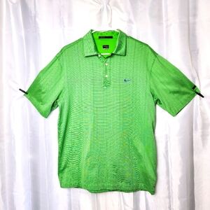 Nike Tiger Woods Polo Shirt Mens M Green Golf Dri-Fit Collared Light Weight